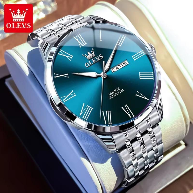 OLEVS Mens Watches Quartz Business Dress Watch Day Date Stainless Steel Classic Luxury Luminous Waterproof Casual Male Wrist Watches