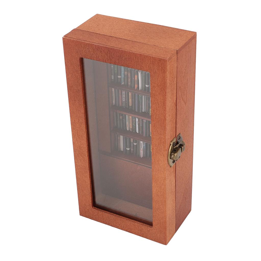 Anxiety Relief Bookshelf Wooden Novel Display Cabinet Ornament with 1 Pack Book Figurine for Study