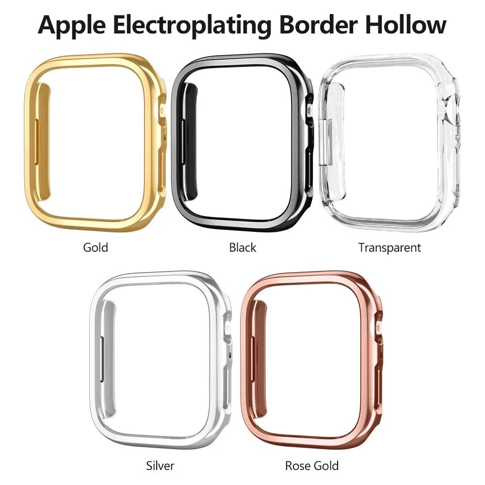 Чехол для ПК для Apple Watch 45 мм 41 мм 38 мм 42 мм 40 мм 44 мм Гальванизированная скелетная крышка Жесткий чехол Рамка для iWatch 10 9 SE 8 7 6 5 4 3 2 1