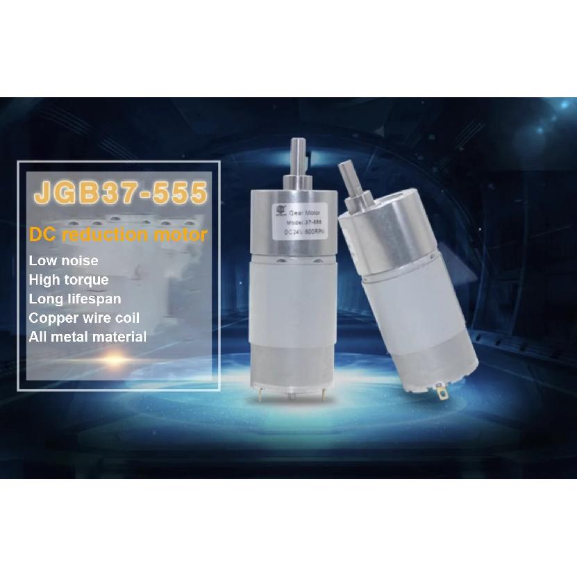 JGB37-555 High Torque Low Speed 12V Electric DC Gear Motor Micro 24V 555 Dc Gearbox Reduction Motor Geared Motor for Robot Arm