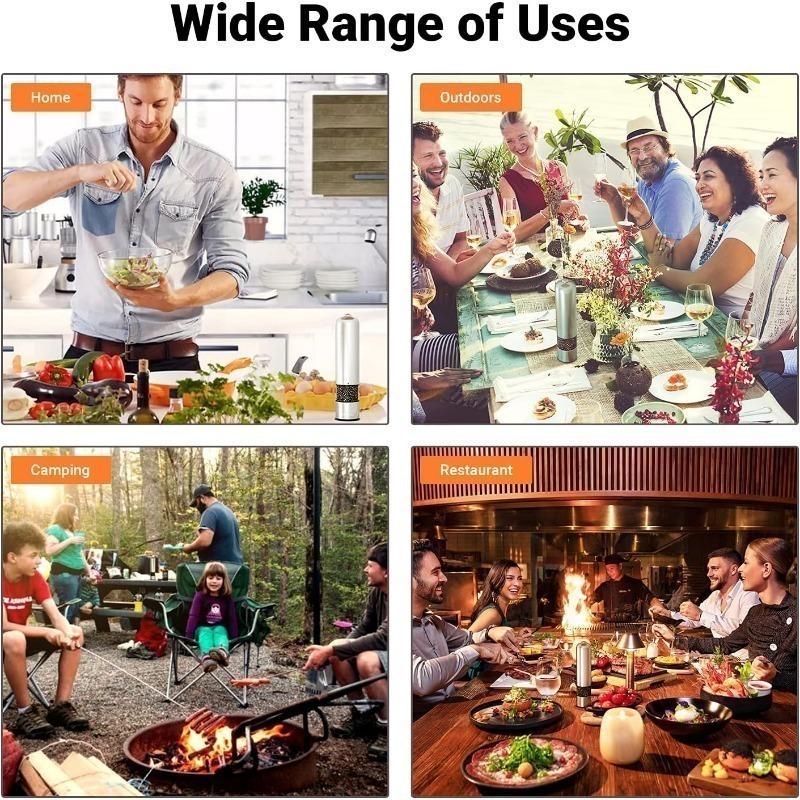 Мельница для перца и соли из нержавеющей стали с батарейным питанием и подсветкой - шейкер для соли и перца с одной кнопкой