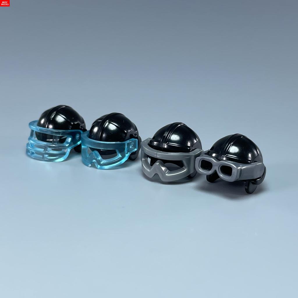 MOC Bricks 30170 30171 Pilot helmet Headgear Visor goggles 4cm Figure Wear DIY Building Blocks Toys Birthday Gifts