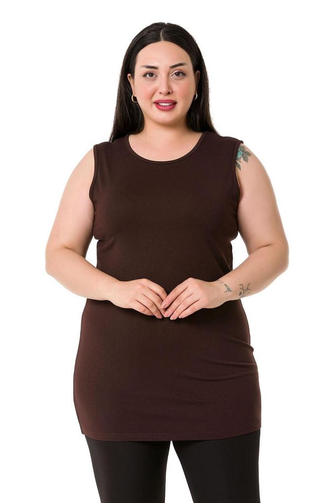 Женское стильное боди большого размера плюс размер с круглым вырезом на толстых бретелях из вискозы, длинное боди из норки