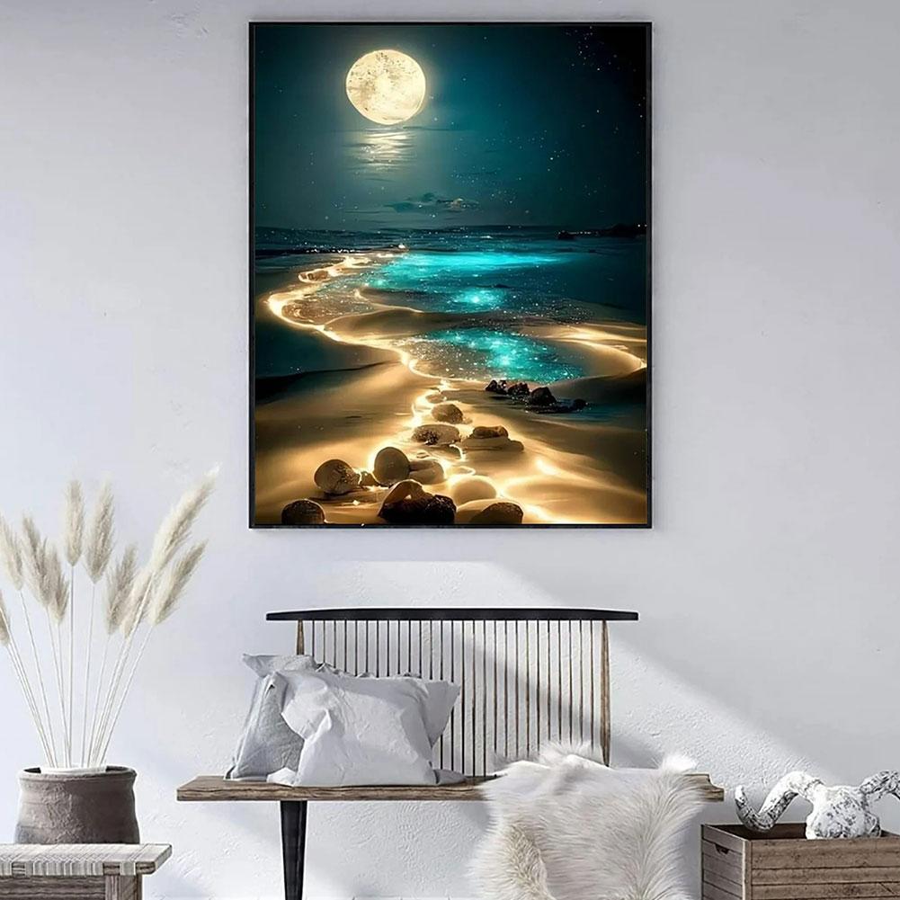 Diamond Art Canvas And Matching Diamond Art Stickers Diy Diamond Art Painting Mosaic Moon Home Decor Wall Art Square Round Drill