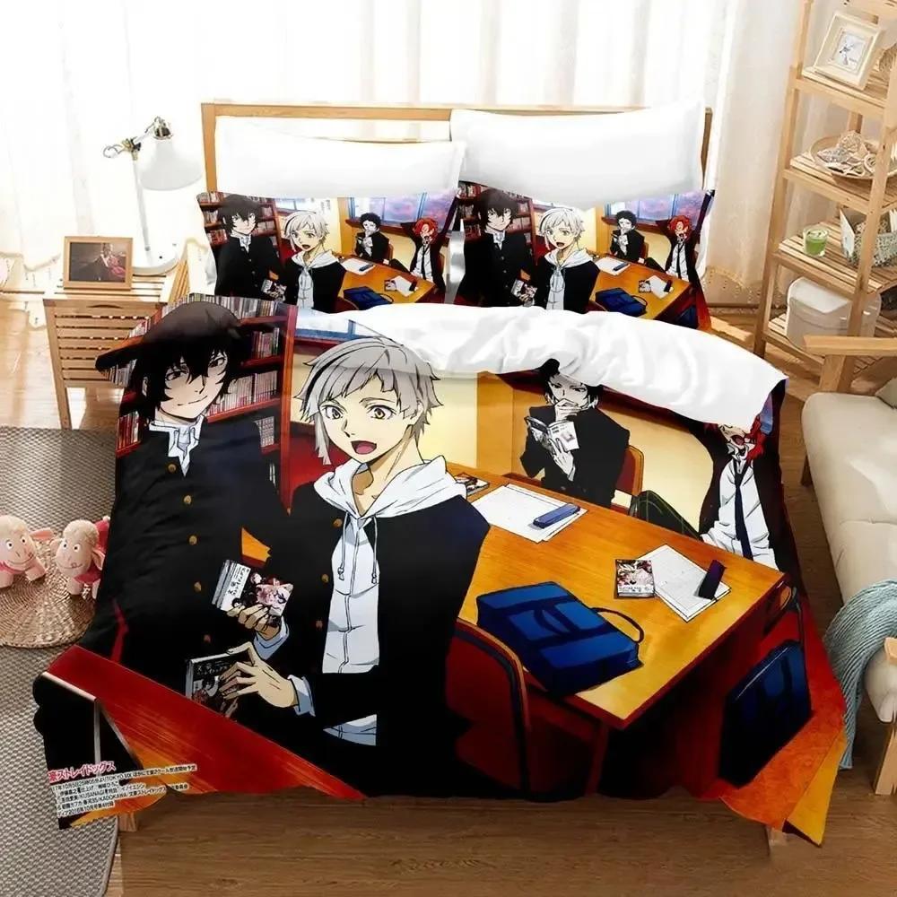 Bungou Stray Dogs S4 Комплект постельного белья Односпальный Двуспальный Full Queen King-Size Размеры Размеры Комплект постельного белья Взрослые Дети Спальня Пододеяльники Комплекты Аниме Кровать