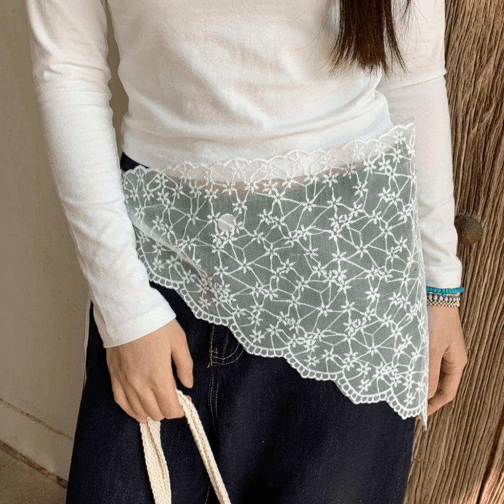 White Lace Triangle Belt Elegant Belted Overlap Scarf Niche Korean Lace Apron  Party