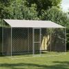 Dog Kennel with Roof Silver 400 x 200 x 256 cm Steel and PE
