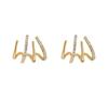 1 Pair Stud Earrings Four Claws Row Rhinestone Jewelry Appearance Korean Style