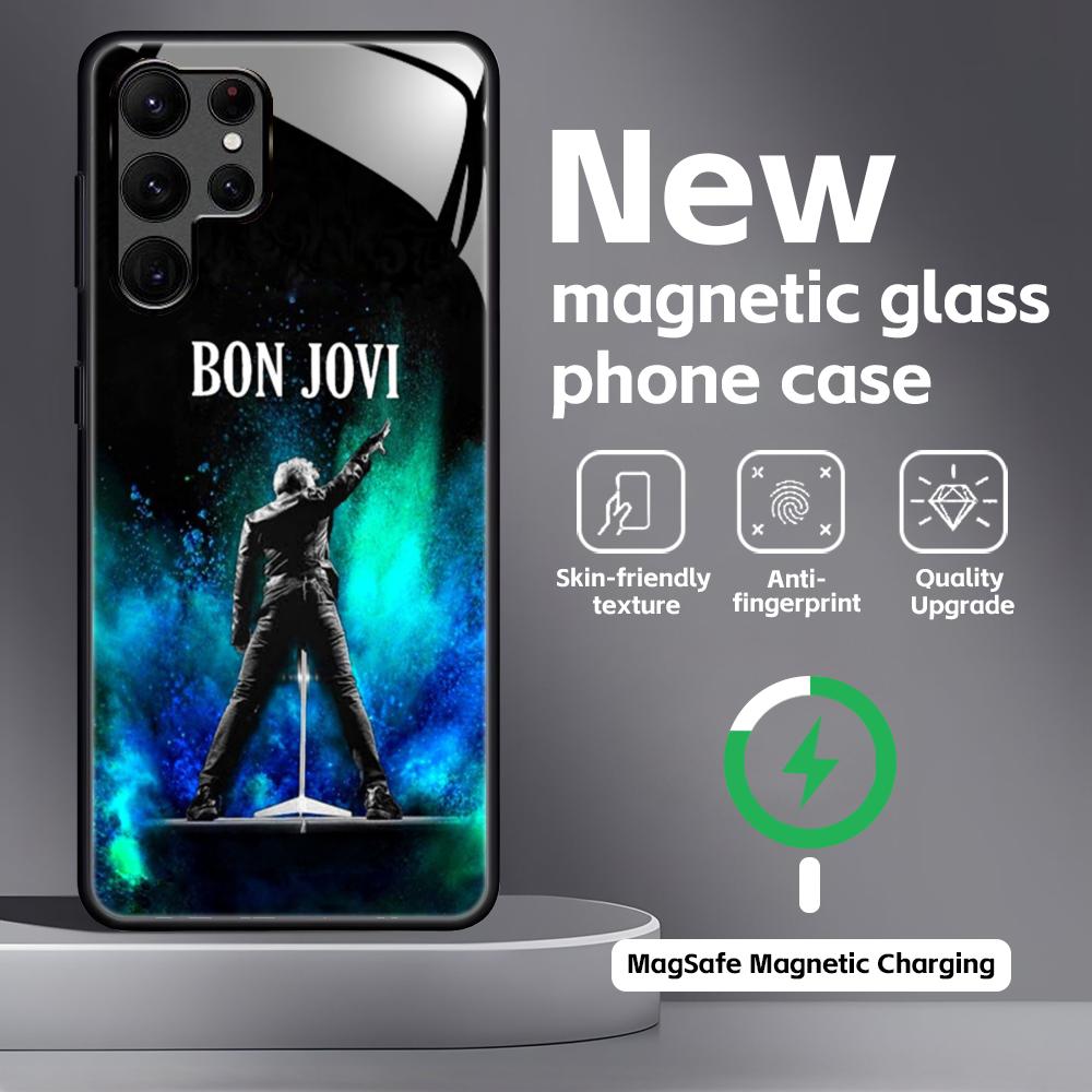 B-BonS Fashion J-JoviS Phone Case For Samsung S25 S24 S23 S22 S21 S20 Plus Ultra Note20 Glass Magnetic Case