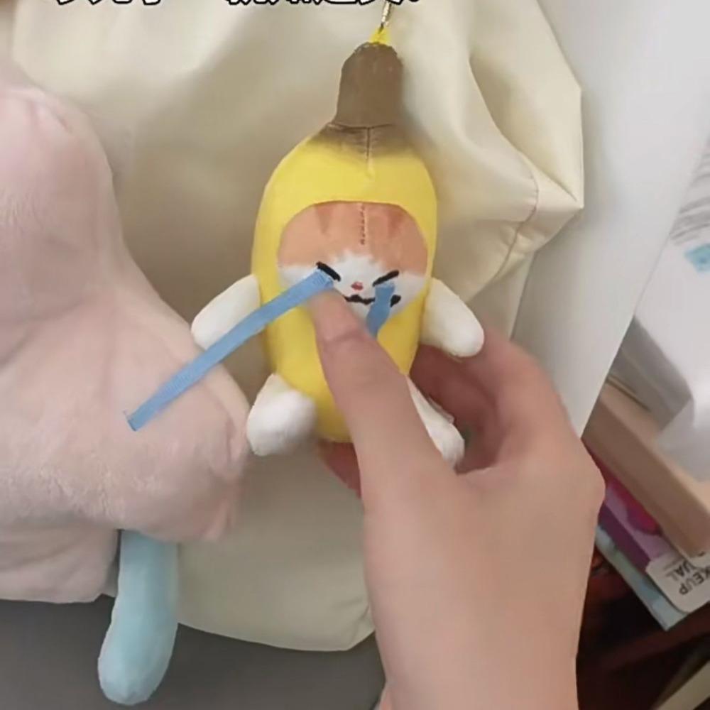 Banana Cat Doll Banana Cat Voice Keychain with Cry Sound Funny Toys Gift Banana Key Chain
