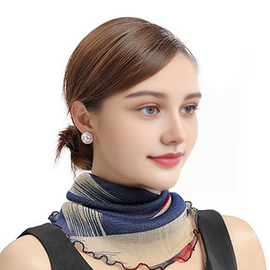 Yousheng Women Floral Chiffon Ring Scarf Neck Guard False Collar Elastic Bib Wraps Travel Scarf Versatile Accessory