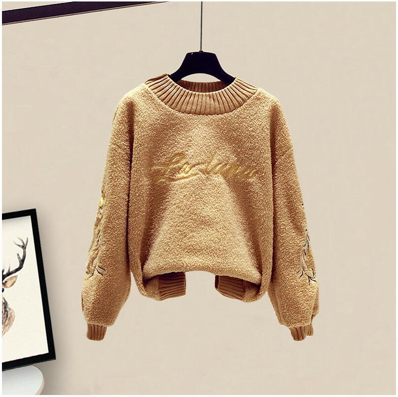 Thickened Cotton Jacket Vest Knitted Long Sleeved Sweater Pullover Woolen Pants Three Piece Elegant Women's Pants Set