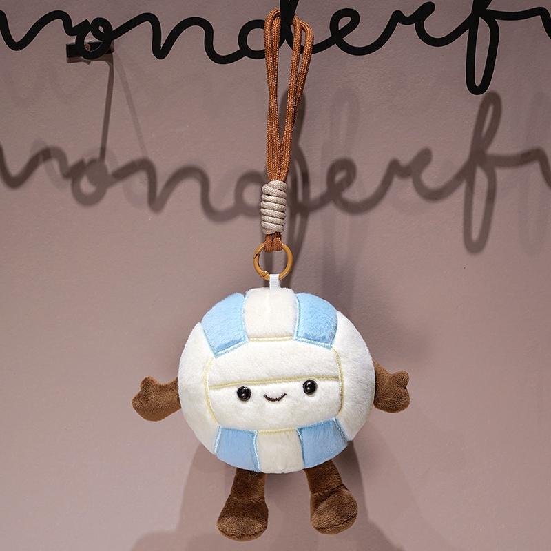 Creative Football Plush Toy Accessory  Basket Ball Bag Charm Plushie Volley Ball Key Holder Baseball Softy Keychain Dolls Gifts
