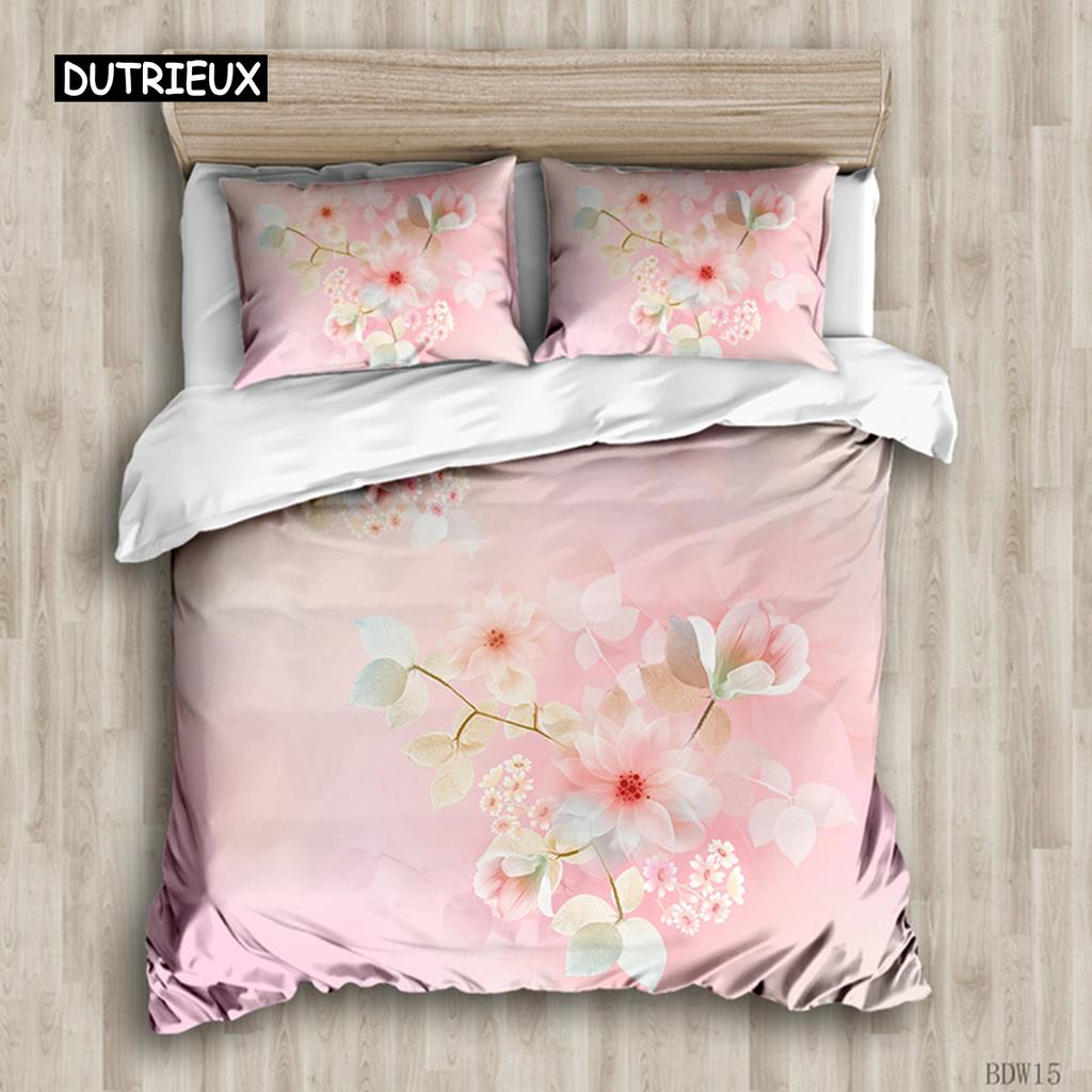 Пододеяльник с цветочным рисунком, ботанические листья, двусторонний комплект постельного белья с цветочным рисунком, натуральное растение, двуспальная кровать размера «king-size», полиэстер, одеяло