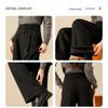 Women's Fleece-Lined Acetate Wool Blend Wide-Leg Trousers