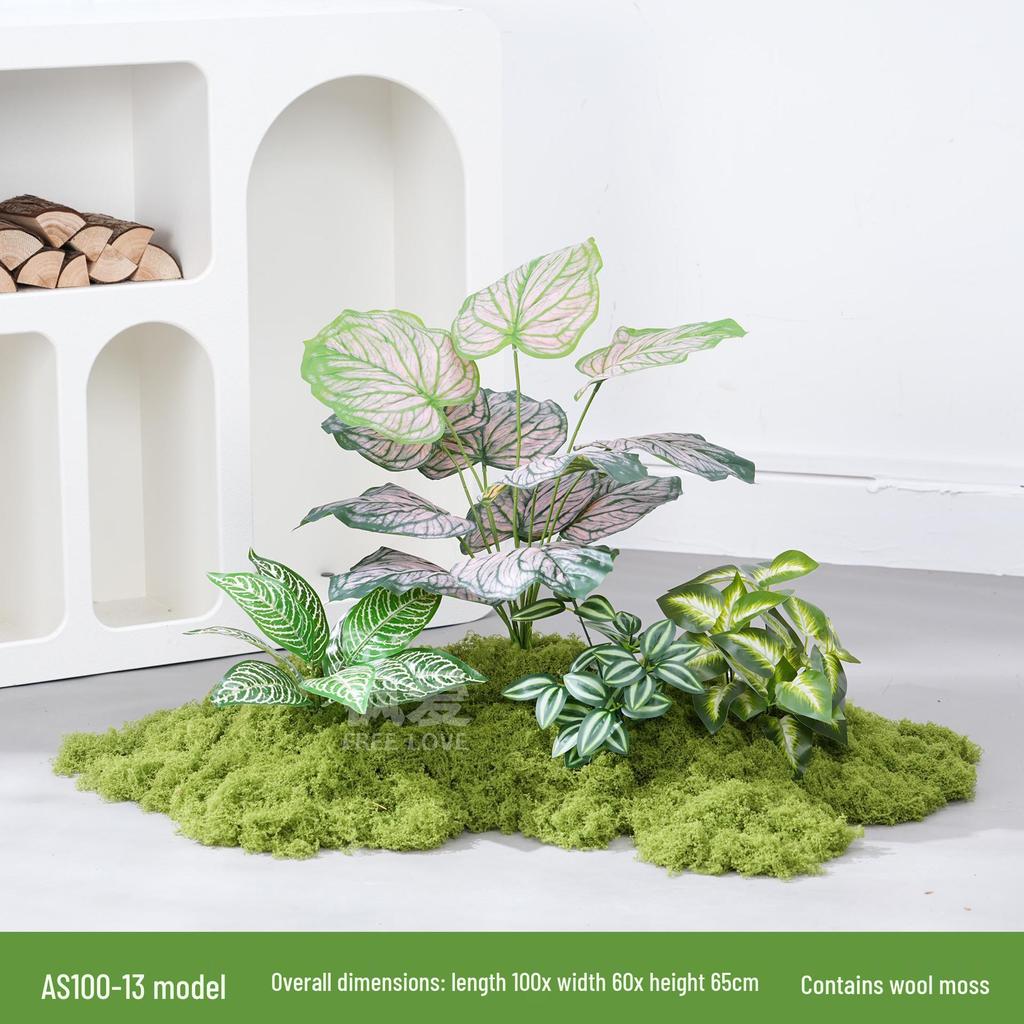 Luxury Faux Green Plant and Flower Decor - Indoor Moss and Grass Clusters for Elegant Landscaping.