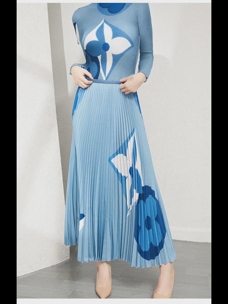 Женский костюм-двойка с плиссированной юбкой в стиле ретро, весна/осень 2024 г.