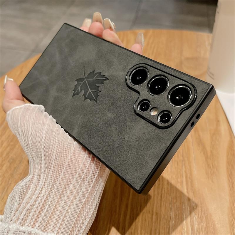 Чехол из ПУ-кожи с тиснением кленовых листьев для Samsung S25 S24 S23 S22 S21 Plus Note 20 Ultra A56 A36 A26 A16 A55 A54 A15 A34