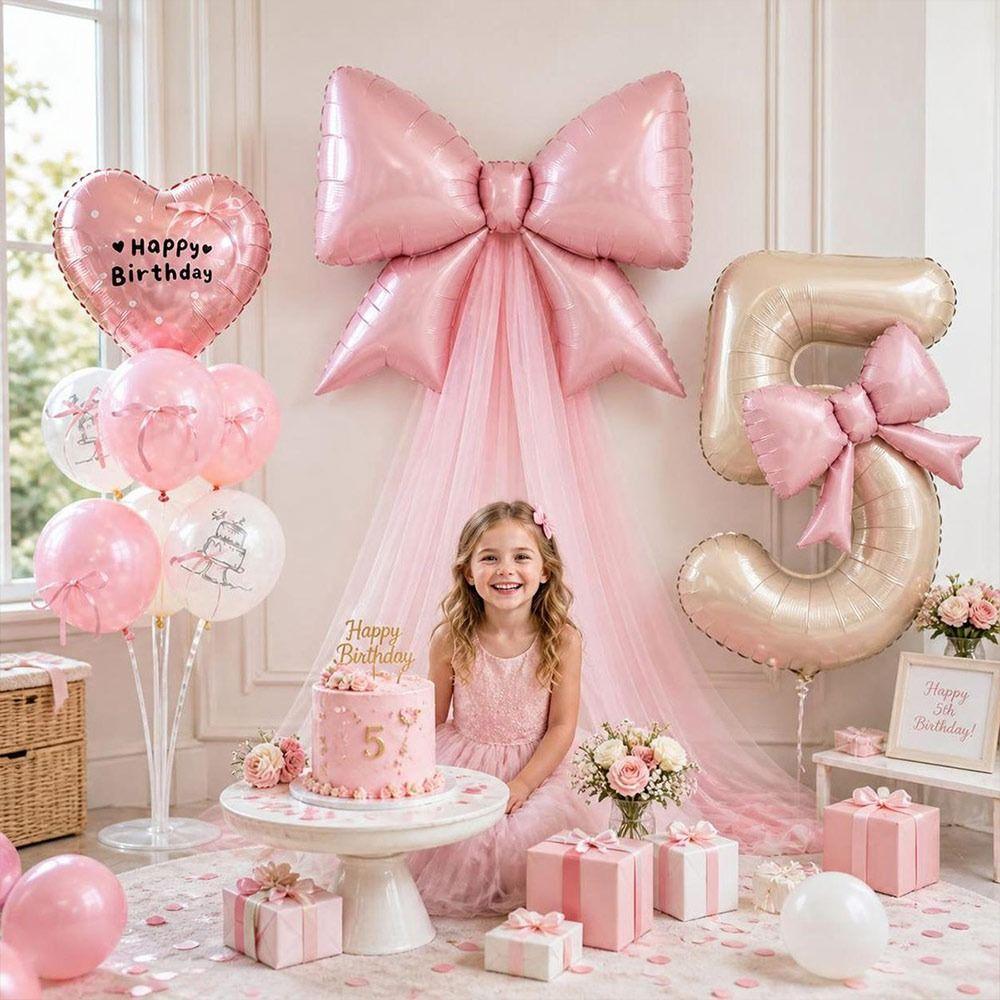 40 Inch Large Number Balloon Set DIY Bowknot Design Foil Balloon Set Photo Props