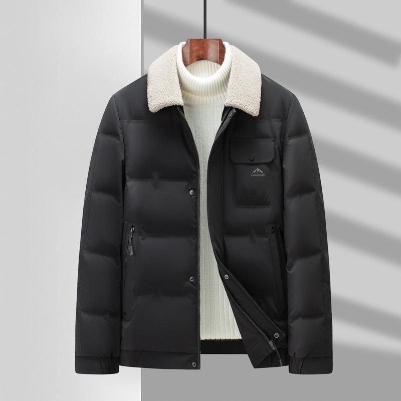 Мужская куртка-пуховик осень-зима новый стиль съемный воротник из овечьего меха повседневный теплый молочный шелковый пуховик для мужчин