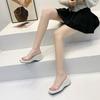Модные женские тапочки на каблуке с уклоном, лето 2024, новые корейские прозрачные шлепанцы с квадратной головкой, свободные тапочки для улицы, женские тапочки