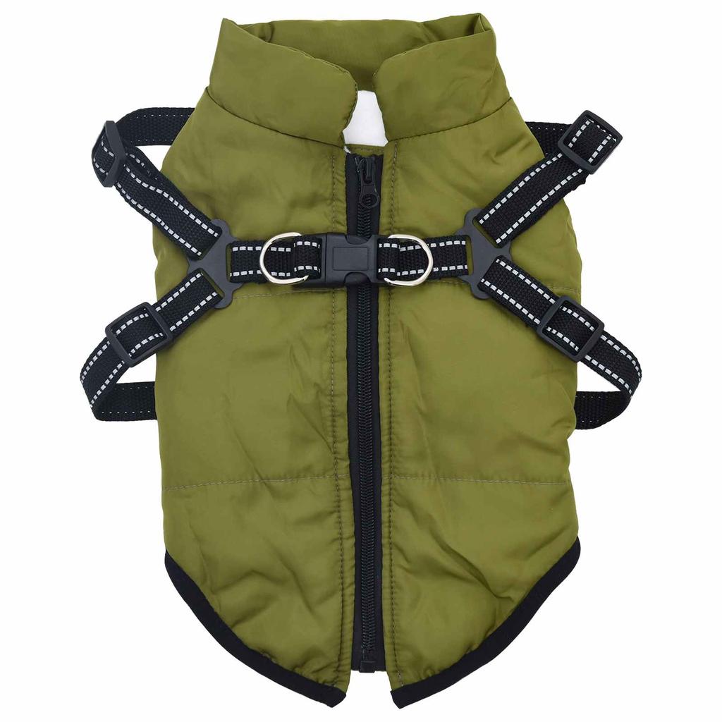 Dog Coat Olive Green L28 Fleece and Polyester