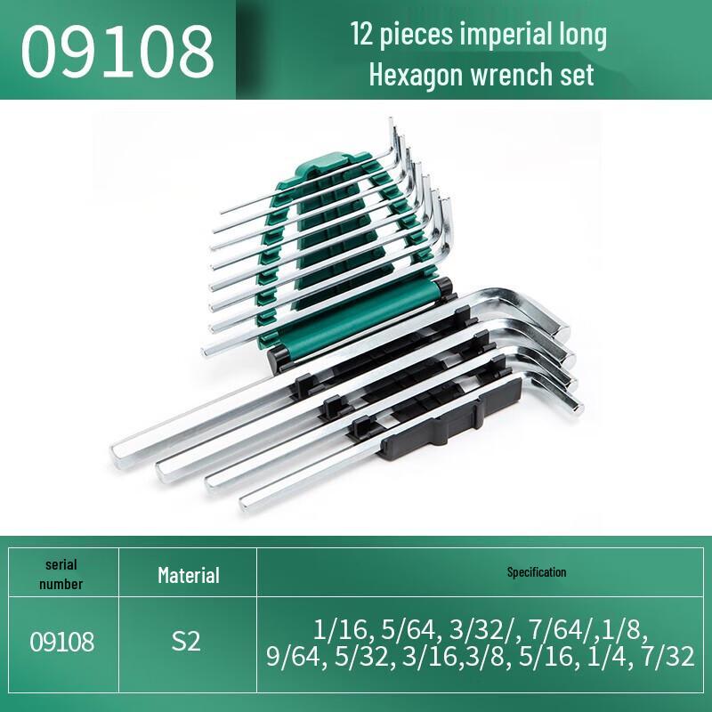 SATA Набор из 12 длинных шестигранных ключей SAE 1/16"-3/8" 09108