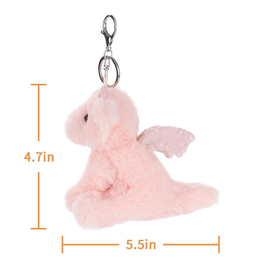 Apricot Lamb Pink Dragon Cute Soft Keychain Plush Perfect for Boys and Fits Kids Backpacks and 10cm Toy, Girls, Purses,