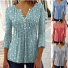 Spring Trendy V-neck Printed Long-sleeved Shirt Shirt Bottoming Shirt Top Women's Clothing