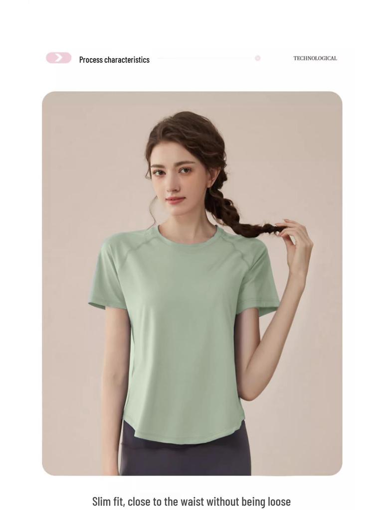 Women's Spring 2025 Yoga Set: High-End Sports Shorts & Short Sleeve Fitness Top