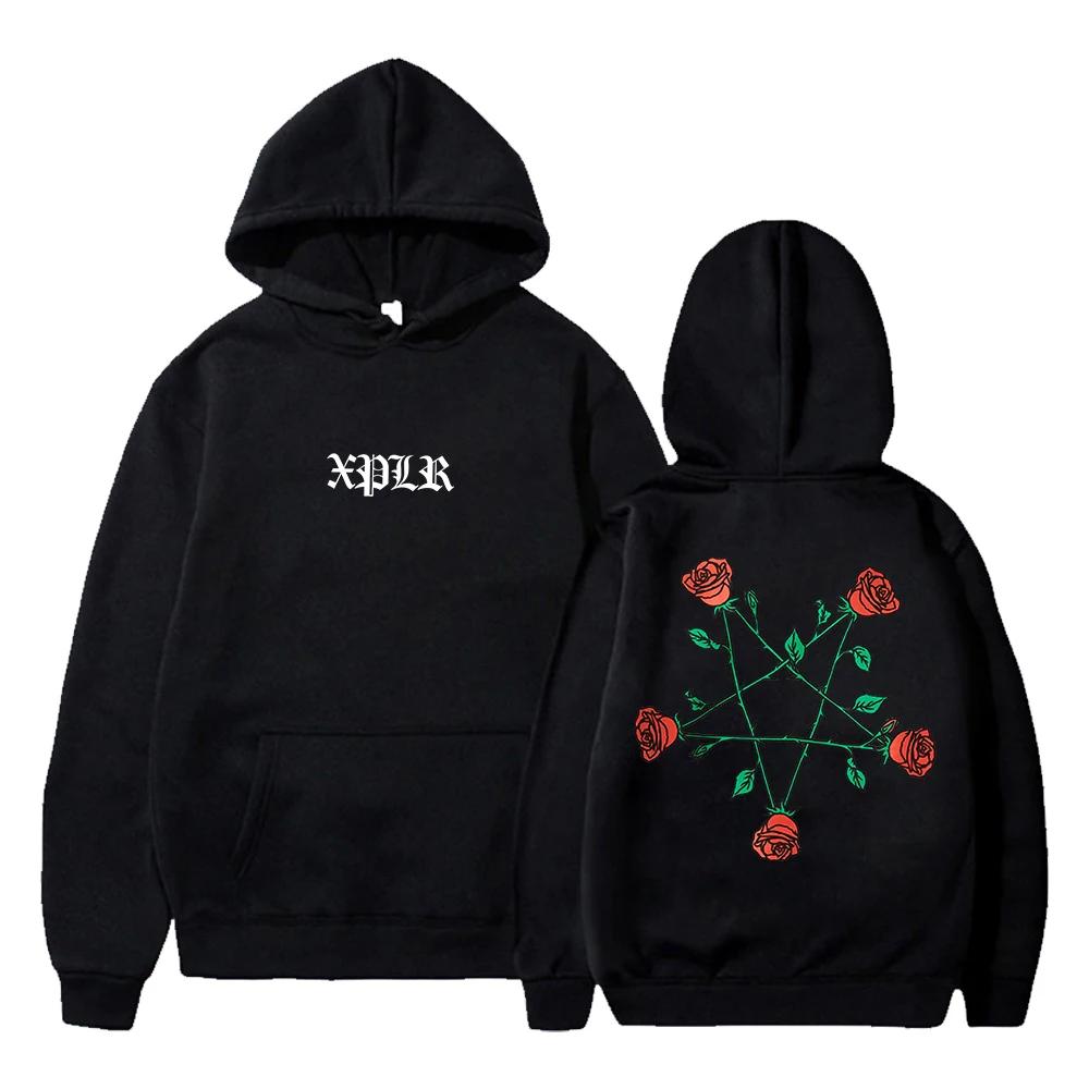 Colby Sam Pentagram Xplr And Roses Hoodie Couples Merch Long Sleeve Streetwear Women Men Hooded Sweatshirt Fashion