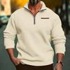 Fall Winter Men Sweatshirt Half Zipper Stand Collar Loose Solid Color Thick Plush