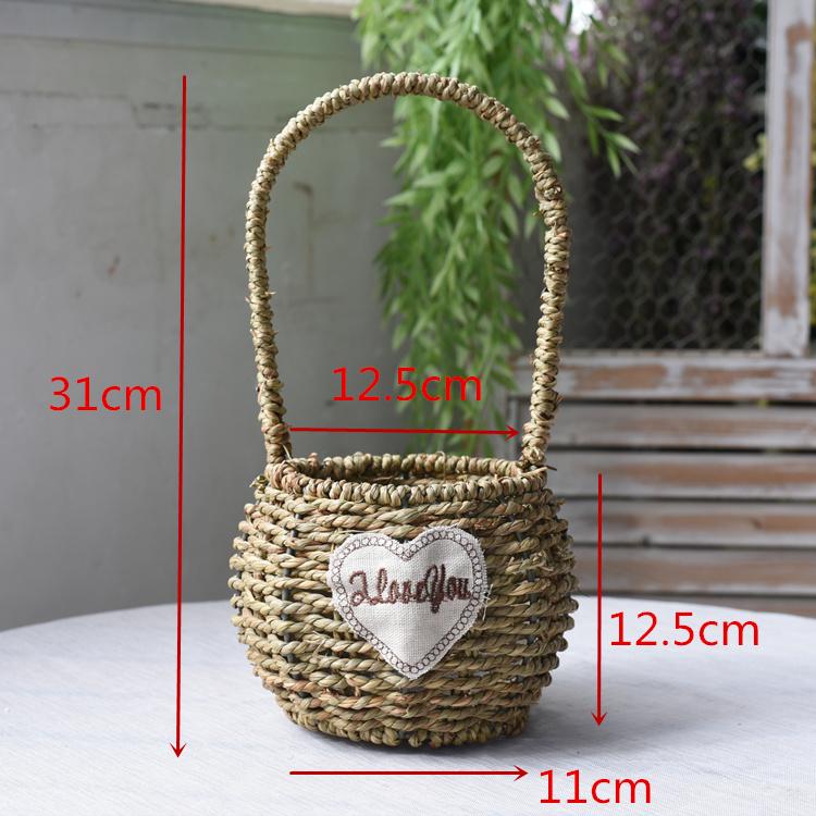 Пасторальная скандинавская плетеная цветочная корзина-сумка для композиций из сухоцветов и горшка с суккулентом