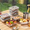 Stainless Steel Crisper Fresh-keep Food Container Rectangle Picnic Bento Tray Refrigerator Freezer Storage Box Restaurant Plate