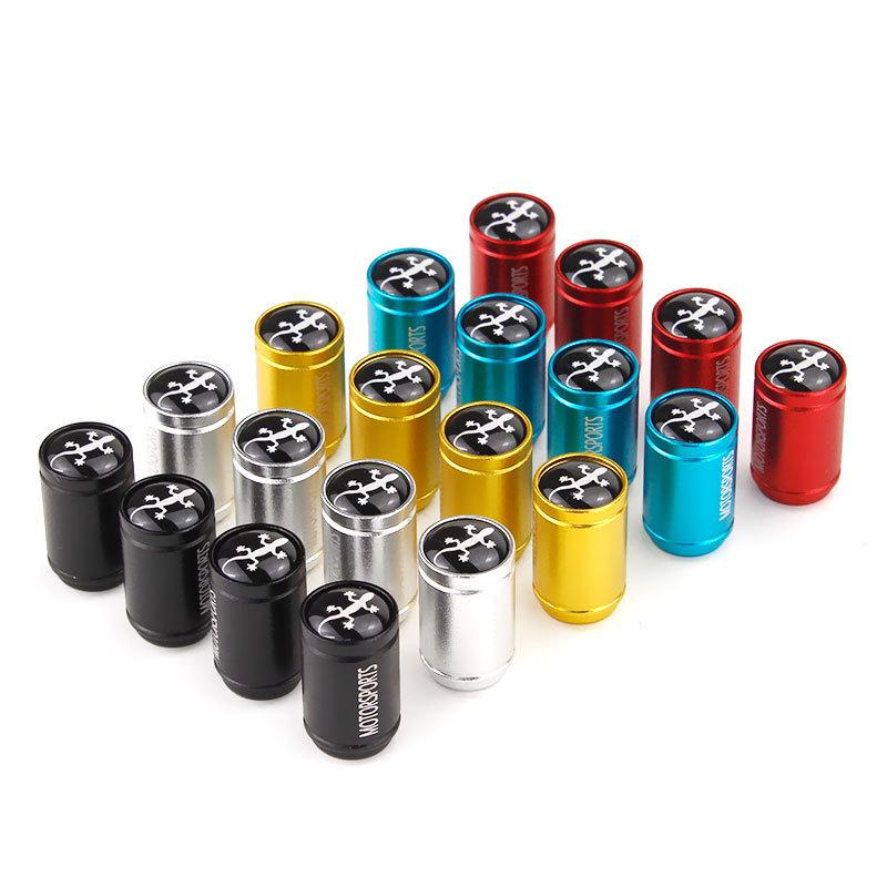 Aluminum Alloy Gecko Car Tire Valve Stem Caps, Neutral Good Luck Symbol Decorative Tyre Air Nozzle Valve Core Caps Auto Accessories