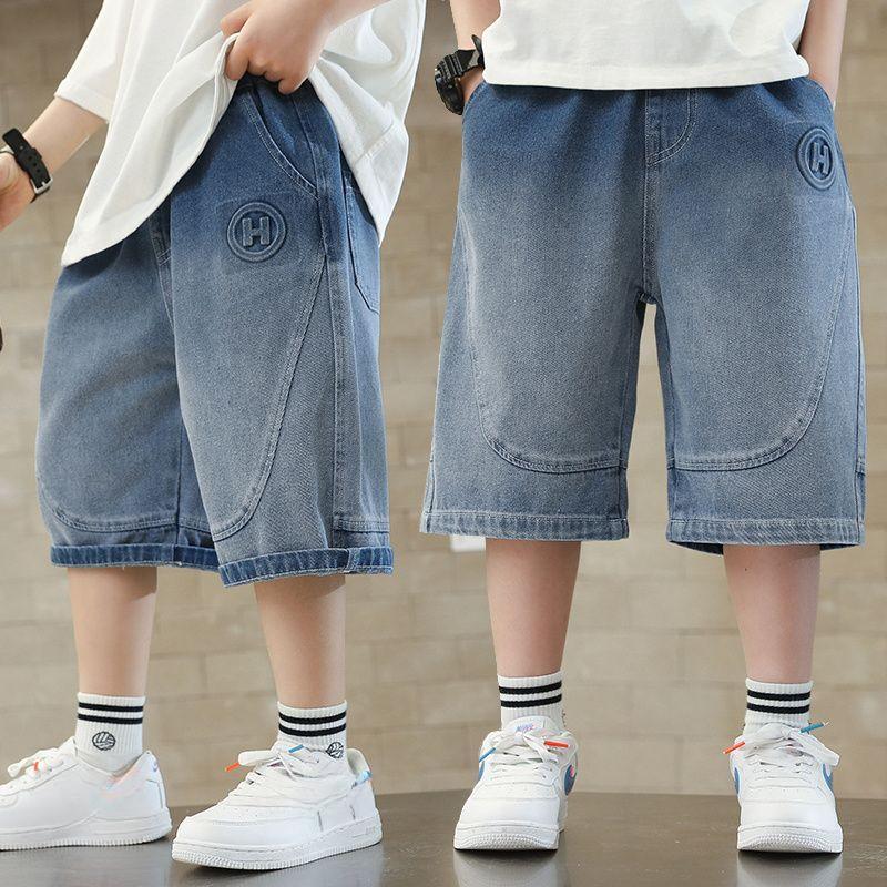 Мальчиковые брюки средней длины Летняя мужская летняя одежда Джинсовые брюки длиной три четверти Детские свободные шорты