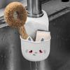 White Cartoon Cat Hanging Basket Soft Faucet Sponge Holder Durable Sink Drain Basket  for Home