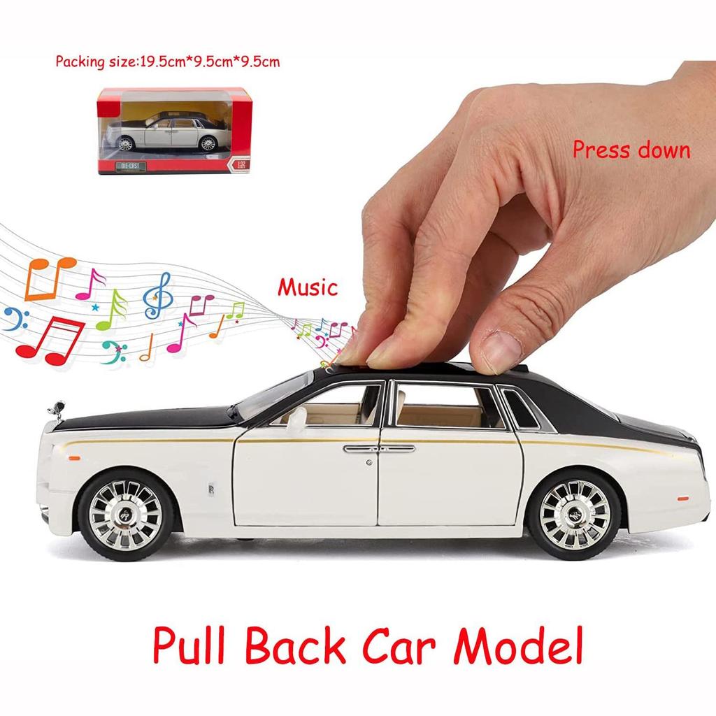 1:32 Alloy Collectible Black Rolls Royce Phantom Toy Pull Back Vehicles Diecast Model Car