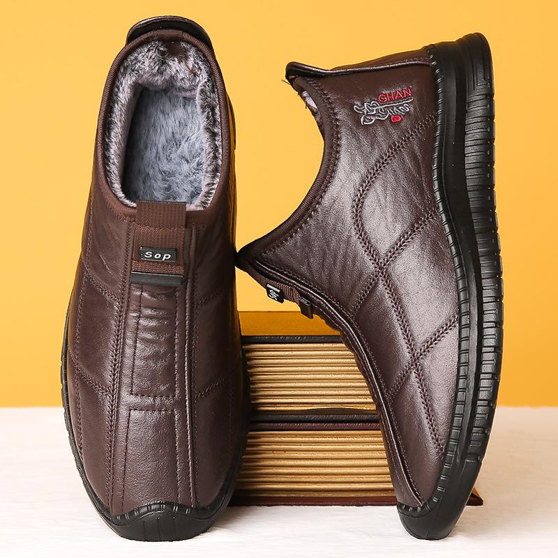 Зимние теплые нескользящие утепленные прогулочные хлопковые ботинки для пожилых людей на флисовой подкладке