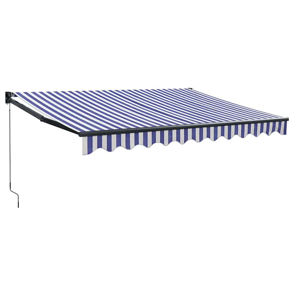 Retractable Awning Blue and White 3x2.5 m Fabric and Aluminum