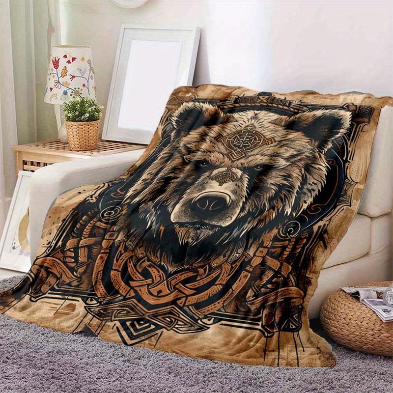 Painted Forest Bear digital-printed polyester Bedroom velvet flannel cover blanket Fleece soft sofa cover blankets for beds