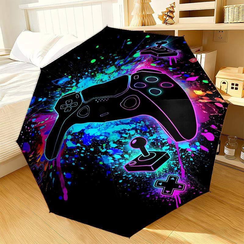Gaming Controller Neon Art Umbrella 8-Frame for Travel, camping, Casual Lightweight Portable Umbrella, Essential for every family Holidays Gift