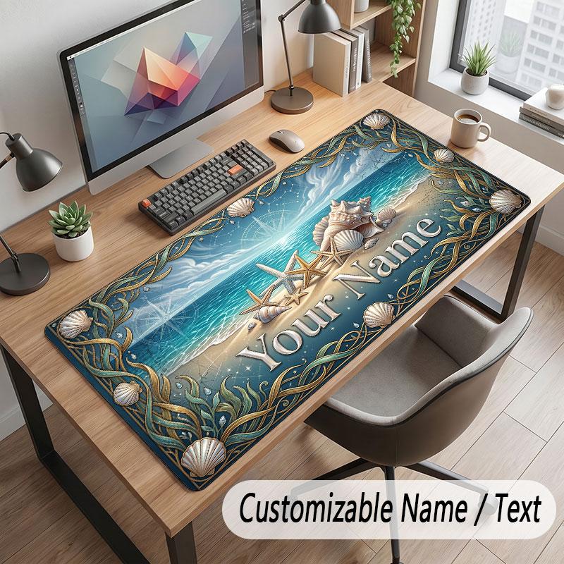 Octopus Sea Life Theme Customized Mouse Pad Personalized Print Name Text Desk Mat For Home Office Table Decor