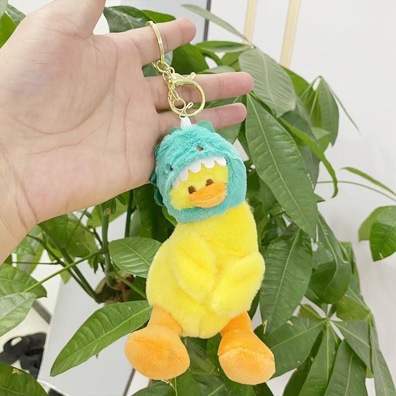 Charming Short Plush Duck Doll Keychain Soft Toy With Dinosaur Shark Bunny Bear Designs