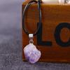 Amethyst Leather Rope Crystal Necklace Geometry Clavicle Chain Korean Style Jewelry Female Necklace
