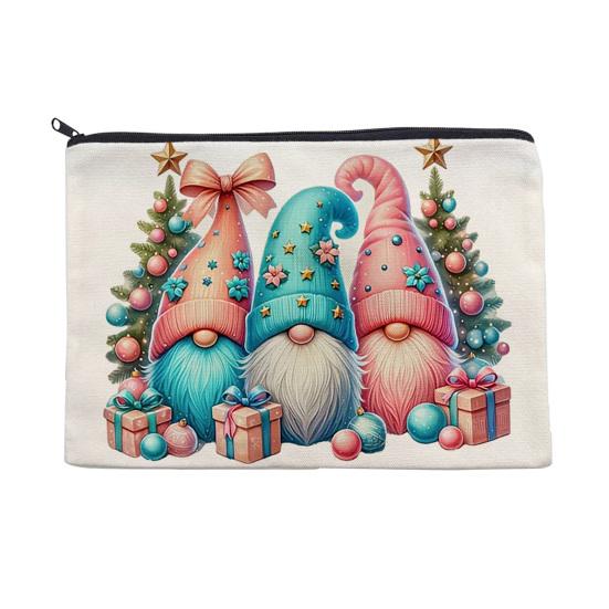 yangyizhi Christmas Theme Makeup Bag, with Black Zipper, Wear-Resistant Toiletry Durable Canvas Storage Pouch, for Stationery And Small Items