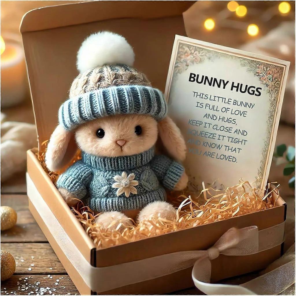 Mini Bunny Hug Cute Easter Gift Plush 2025 Bunny in a Box Hugs Positive Bunny Stuffed Animal Rabbit Soft Floppy Easter Ideas Bunnies Basket Stuffers D