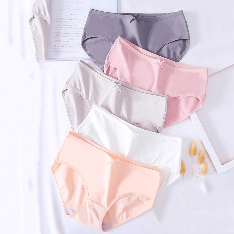 5Pcs/Set Cotton Women Panties Breathable Underwear Cute Bow Girls Briefs Low Waist Underpants