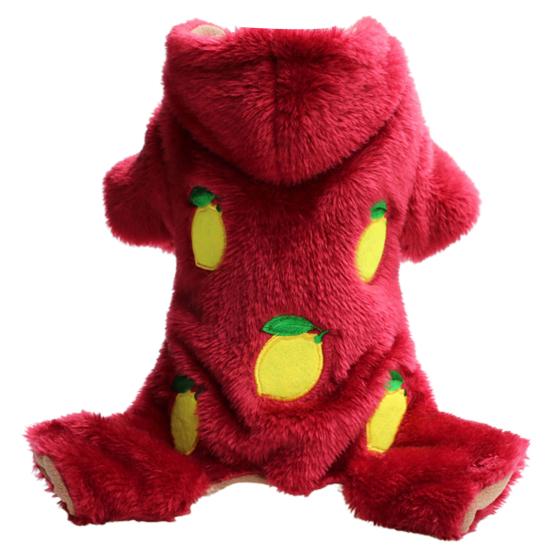 Привлекательный костюм для домашнего животного с нежной окантовкой из кораллового флиса с лимонным узором, куртка для собаки, пальто