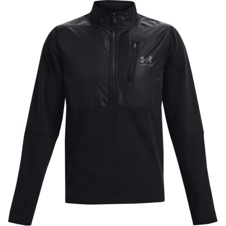 Under Armour Однотонная спортивная повседневная толстовка с капюшоном на молнии 1/2, мужская толстовка с капюшоном, черная 1366196-001